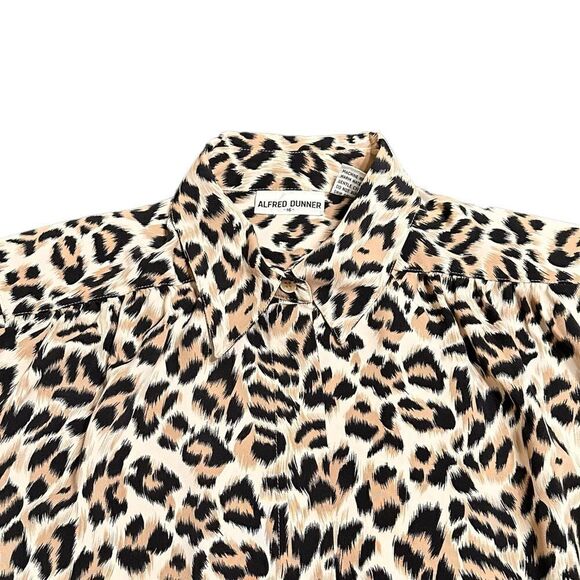 Vintage 80s Alfred Dunner Leopard Print Silky Long sleeve Shirt Blouse Size 16 - Picture 8 of 12